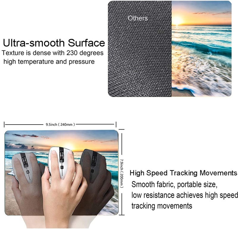 KUOSGM Mouse Pad  Premium-Textured Mouse Mat  Non-Slip Rubber Base Mousepad for Laptop  Computer & PC 9.5?7.9 in Beach Sunset - Image 3